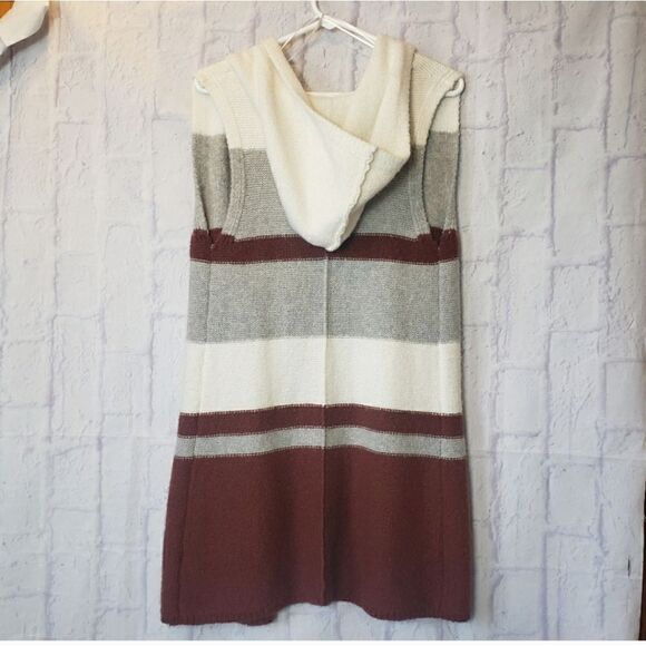 MAX STUDIO Hooded Open Front Long Vest Sweater Medium - Picture 6 of 6